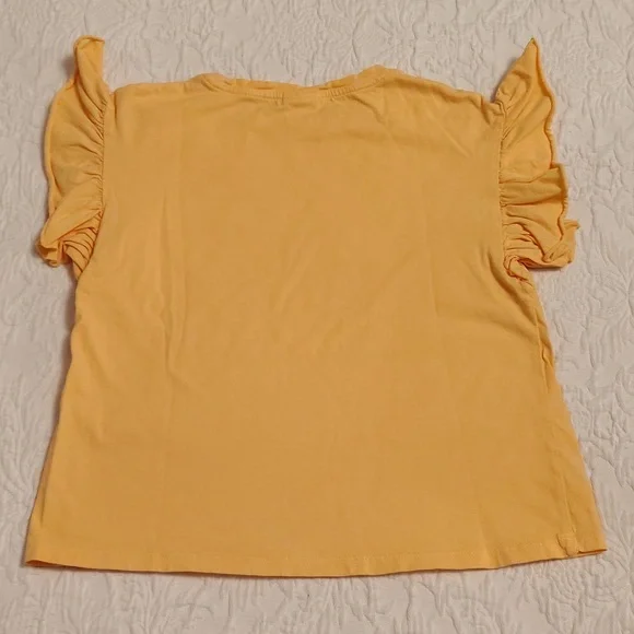 Zara Mustard Ruffle Sleeve Tee - Picture 4 of 6